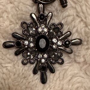 Elegant Black and Silver Statement Pendant Necklace